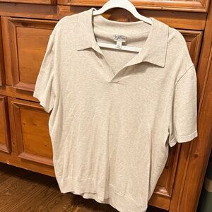 J Crew Beige Short Sleeve Polo Shirt